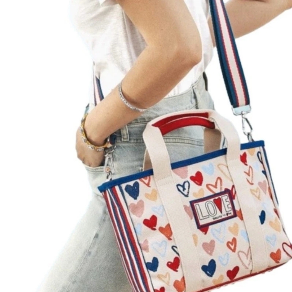 BRIGHTON Red White and You Mini Canvas Tote Bag Purse D30274